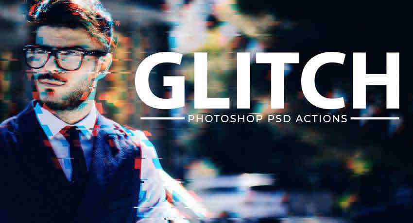 Glitch Effect PSD Photoshop Action Kit