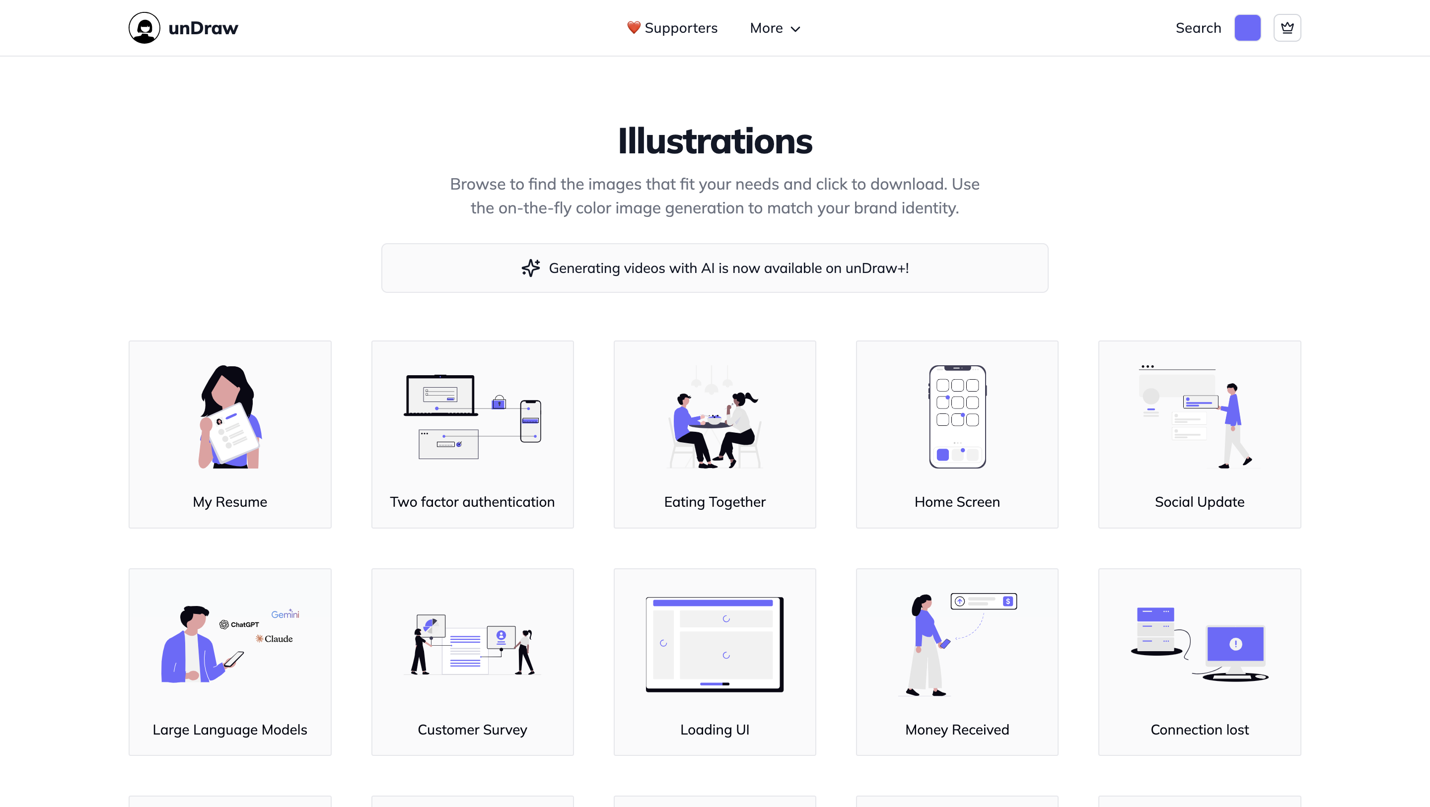unDraw illustration library with color customization