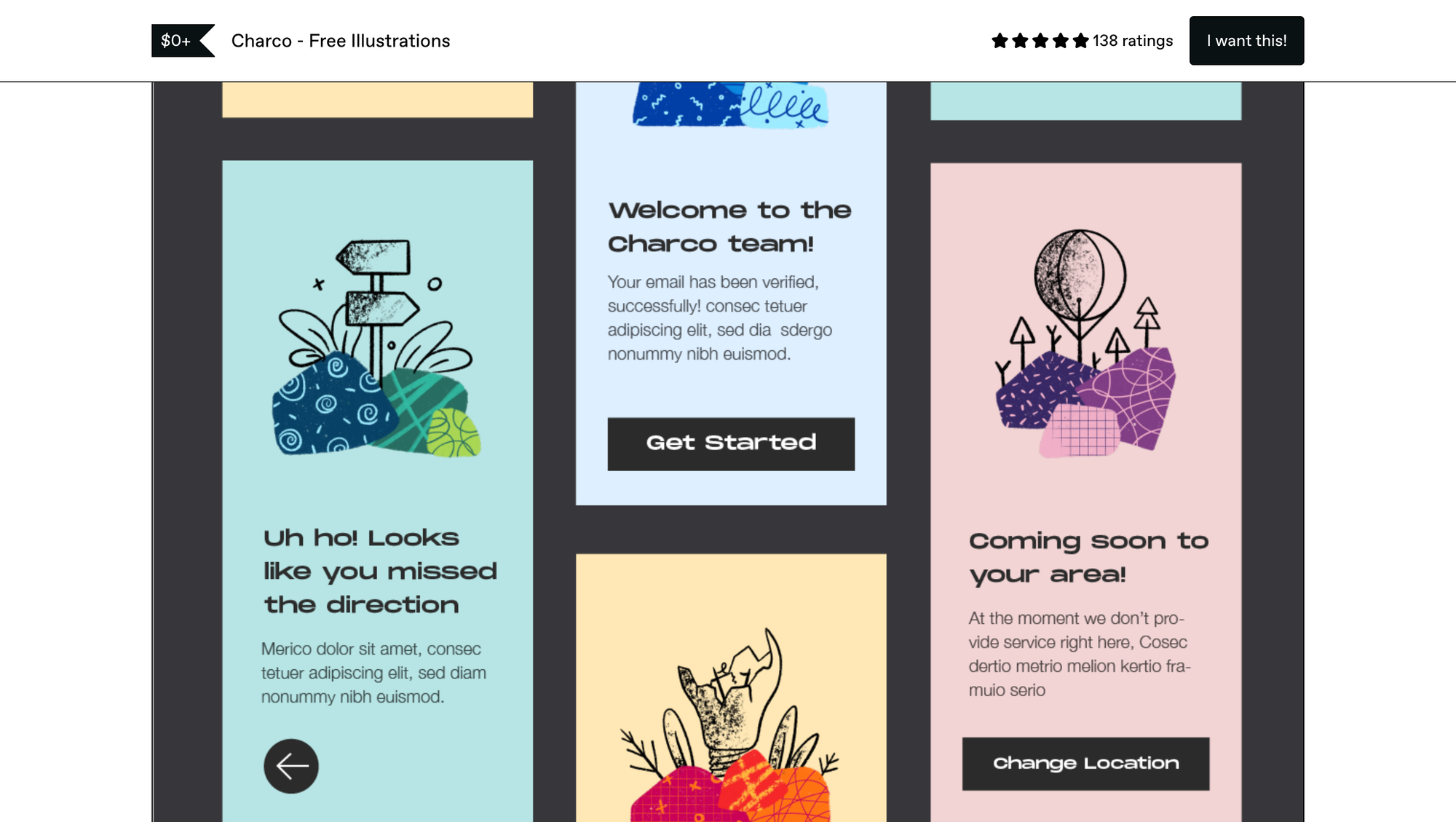 Charco handcrafted UI UX illustrations